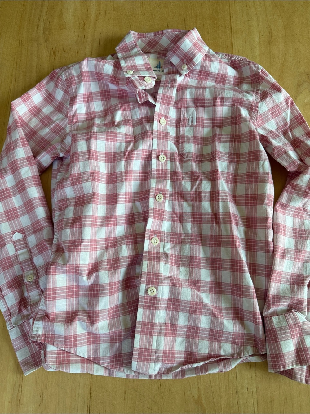 johnnie-O Boys Pink and White Plaid Button-Down Shirt